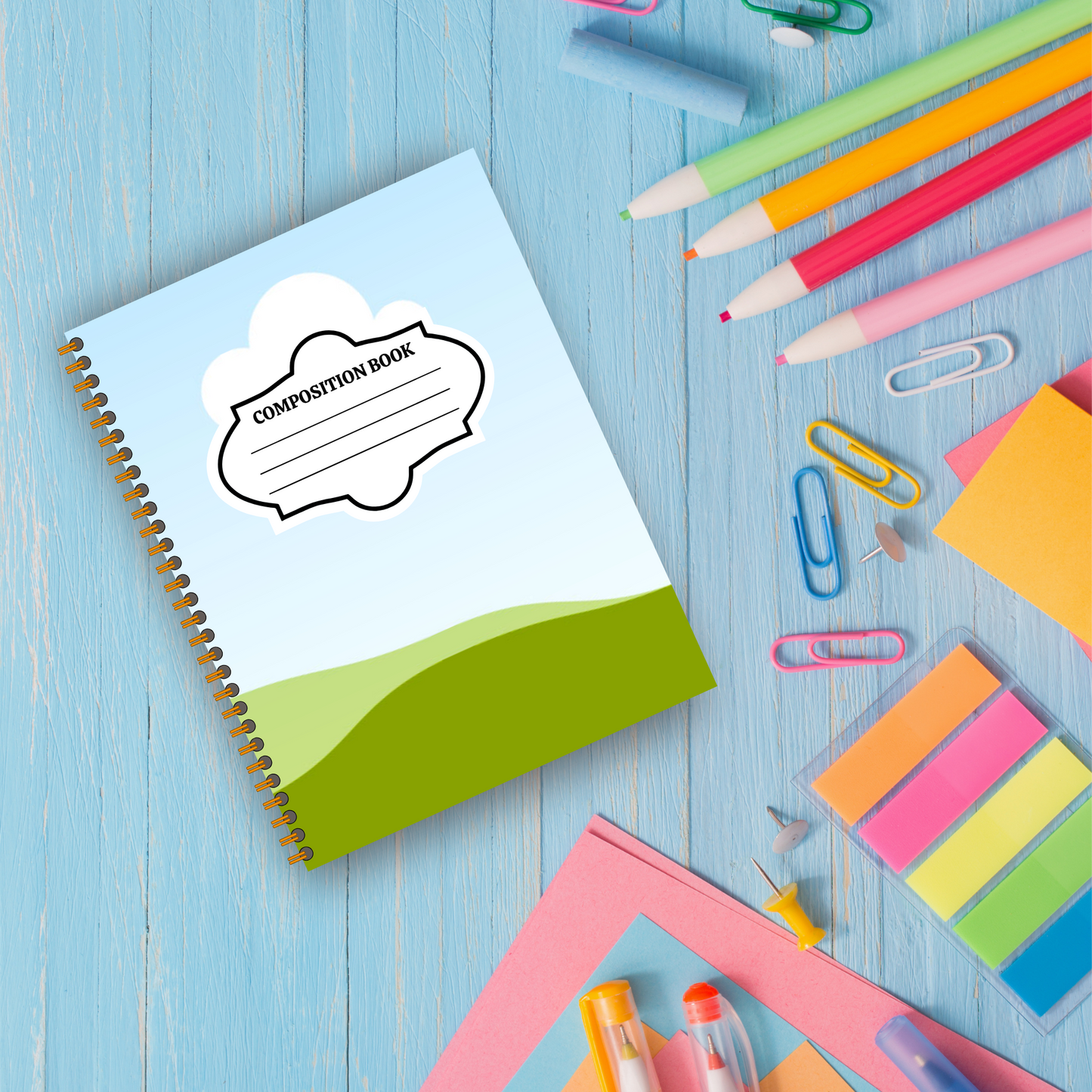 Composition Notebook Cover Frame Templates and Mockups Back To School