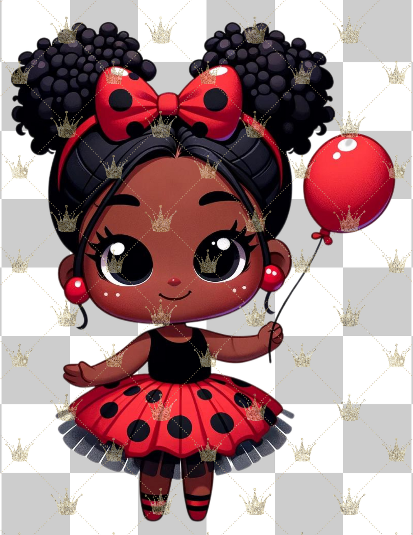 African AMerican Chibi Straberry Girl Cartoon PNG Ai art