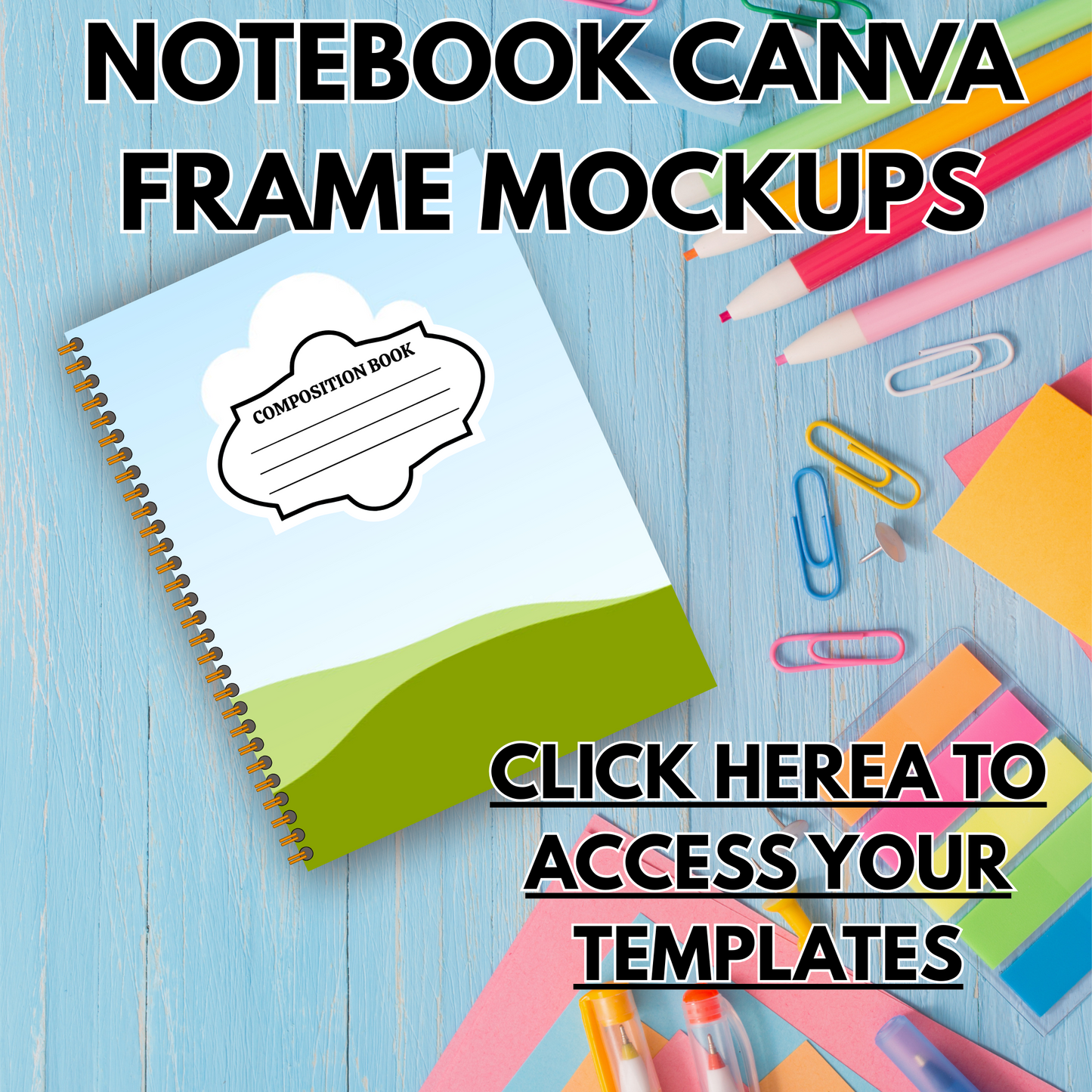Composition Notebook Cover Frame Templates and Mockups Back To School