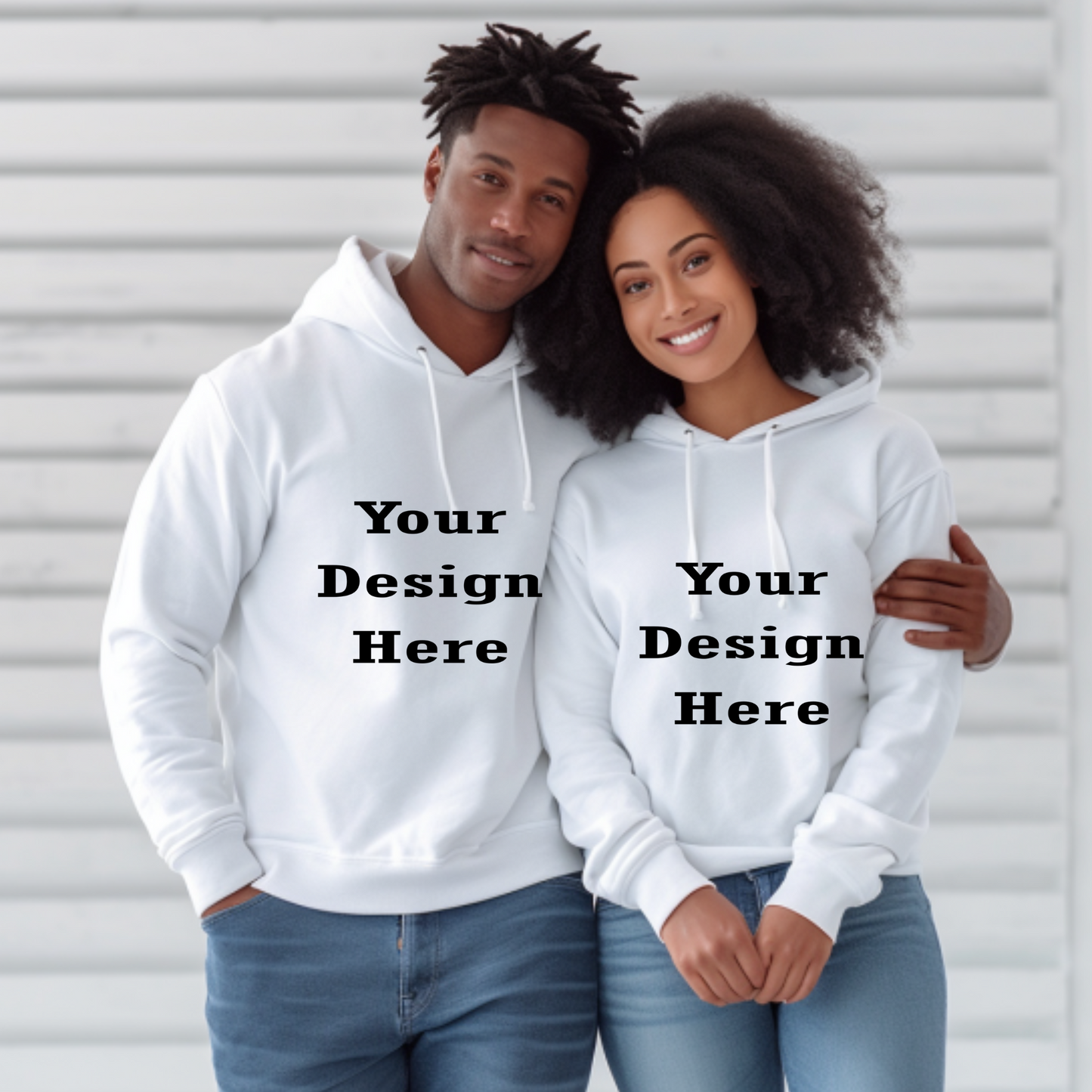 Gildan Hoodie Mockup For Couples African American