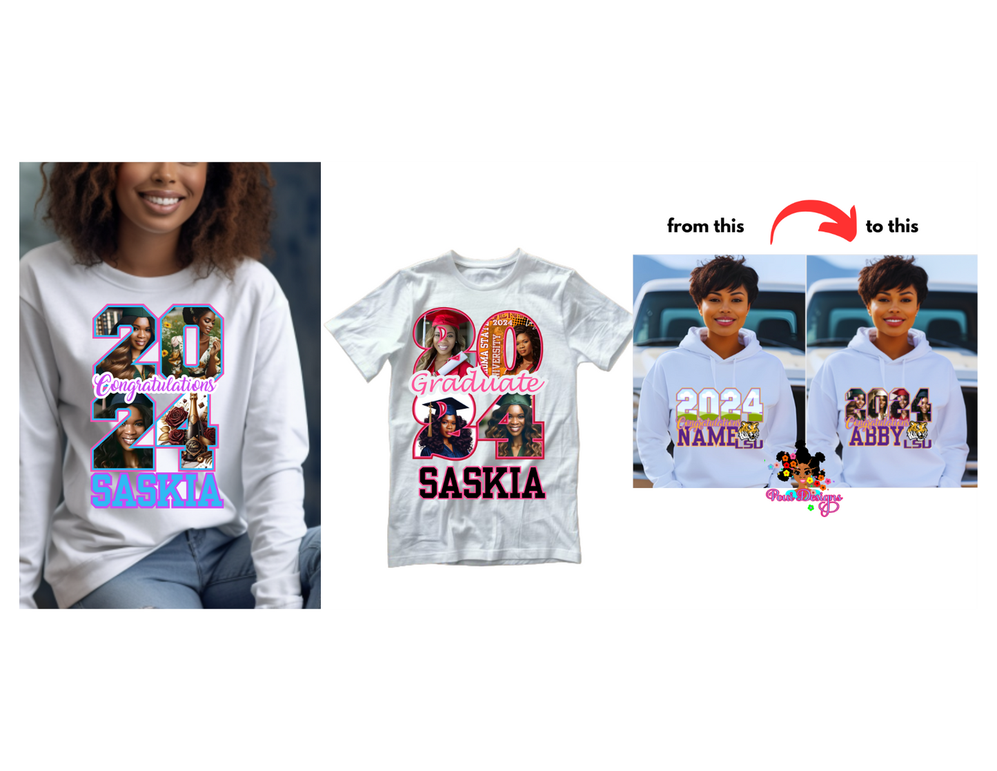 2024 Canva Drag and Drop Frames for Grad Fans and Grad Shirts