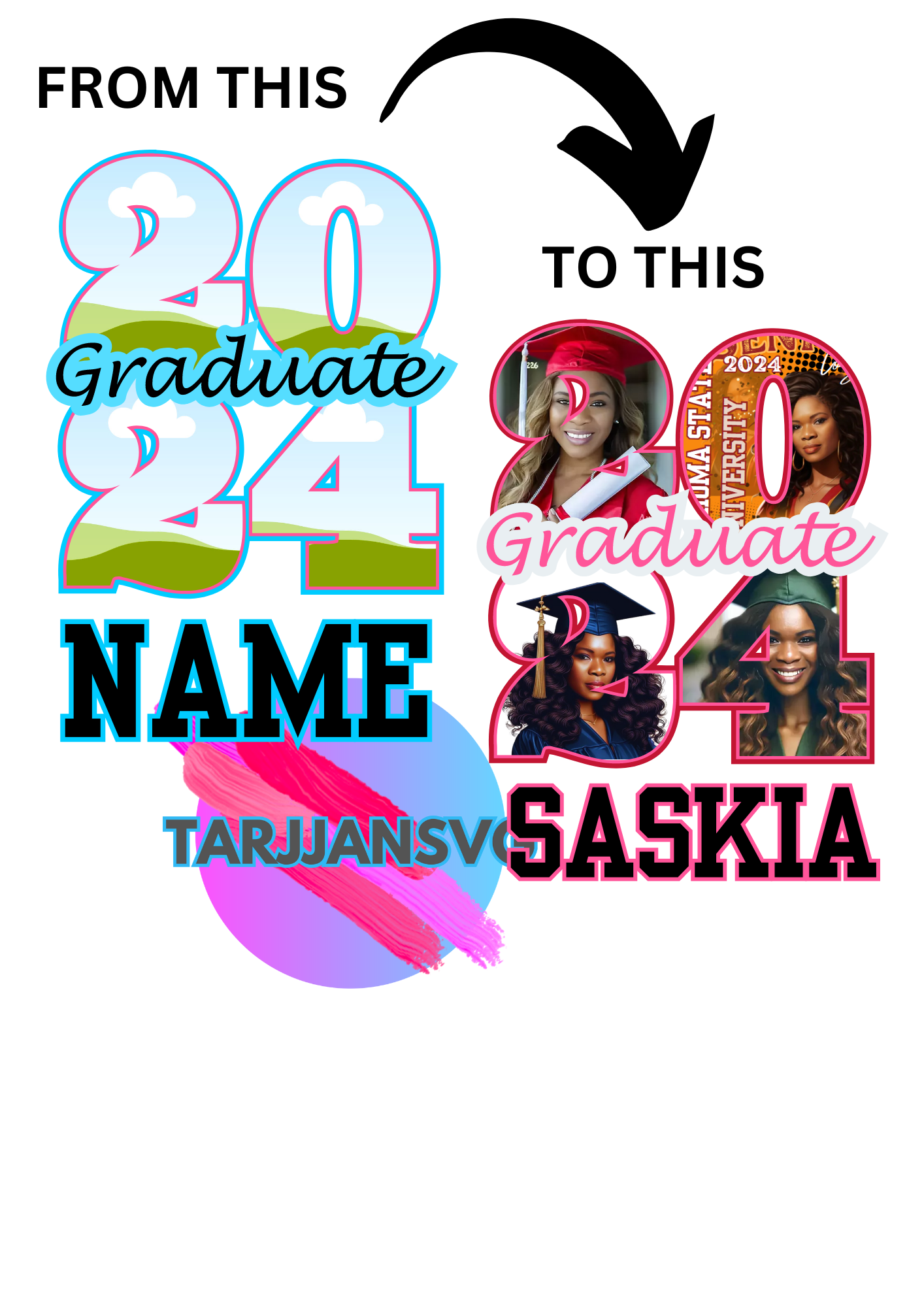 2024 Graduate Canva Frame Editable  Template BUNDLE  Drag and Drop  files