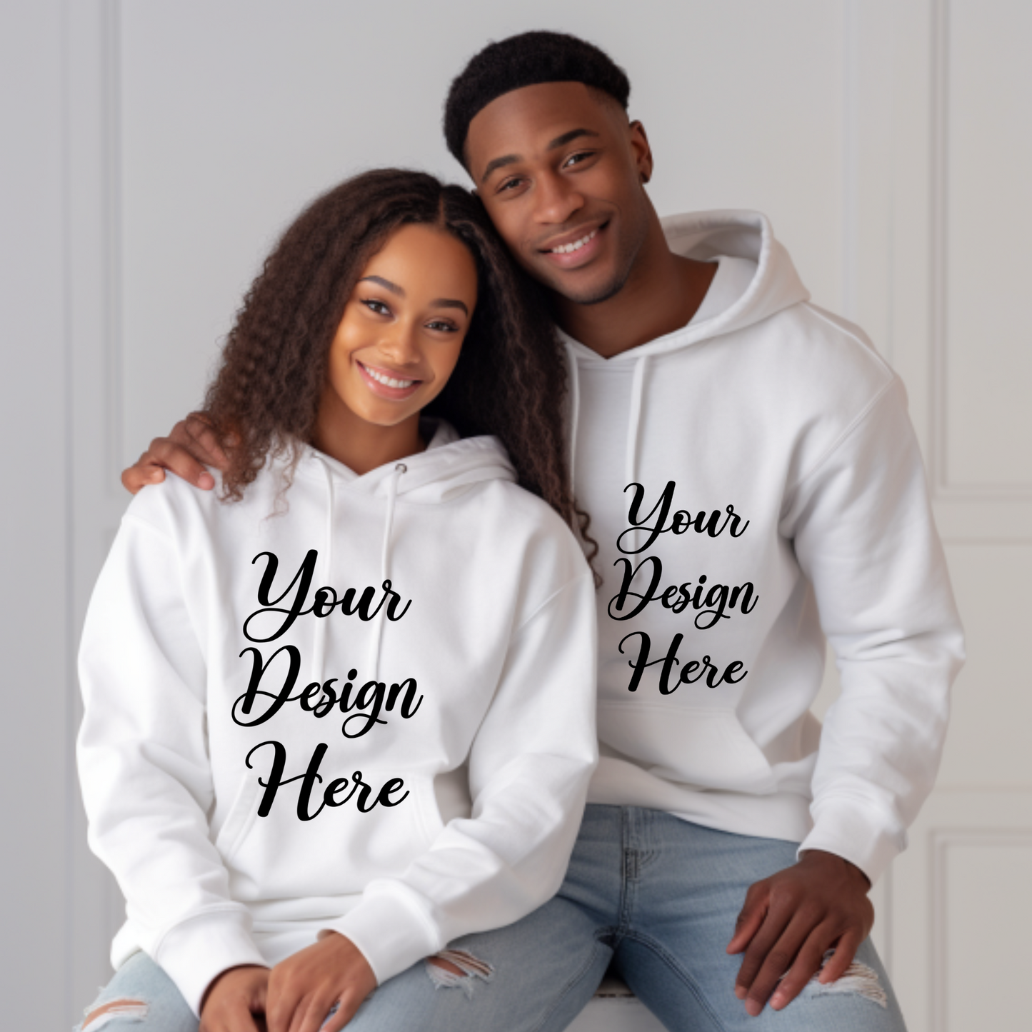 Gildan Hoodie Mockup For Couples African American