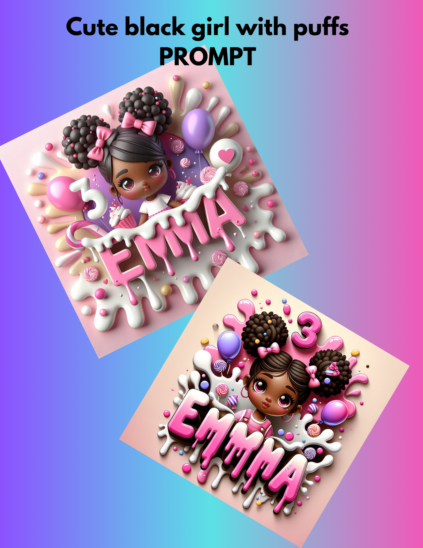 Bing Ai Prompts Cute Black Baby Girl Birthday Design