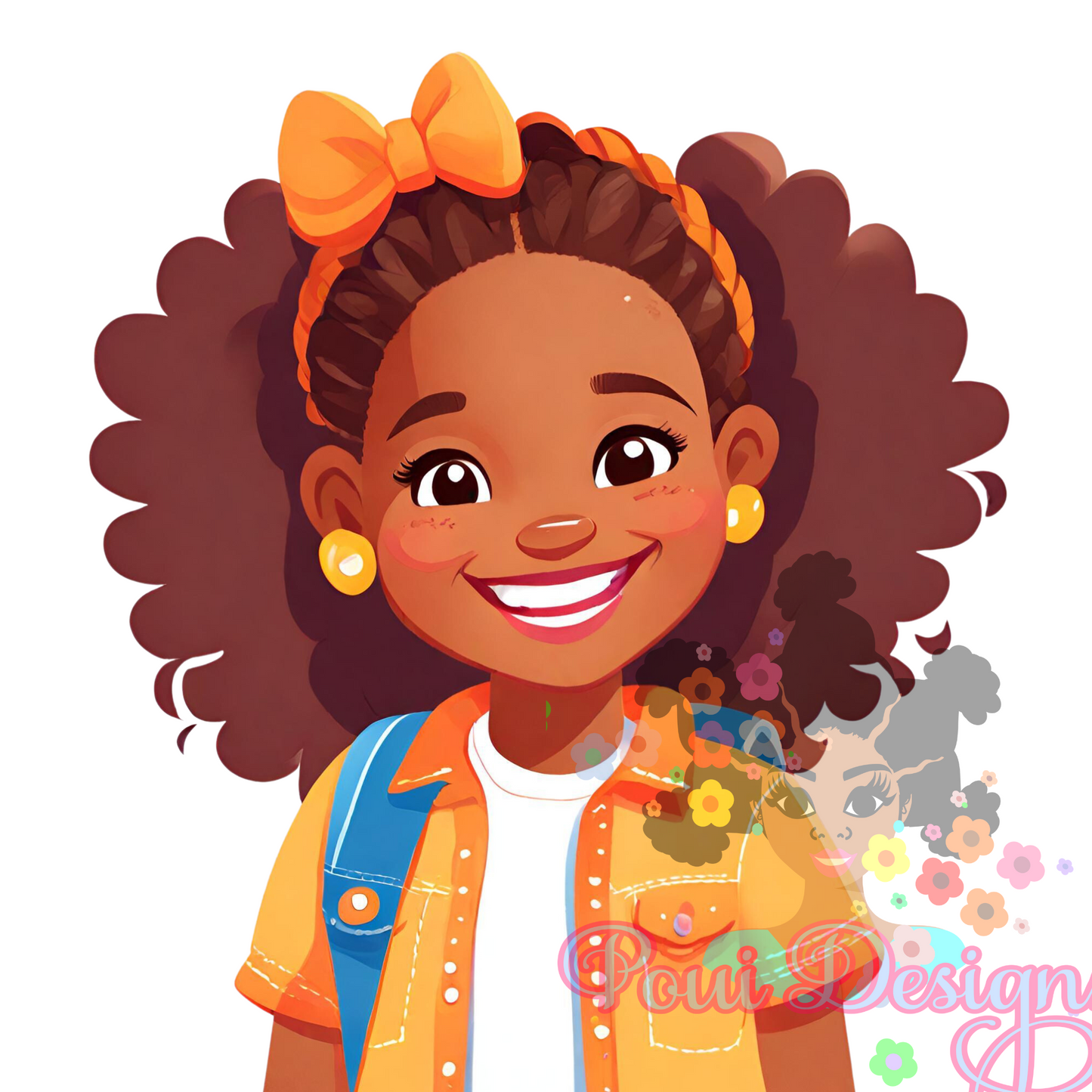 African American Girl Cartoon PNG Ai art