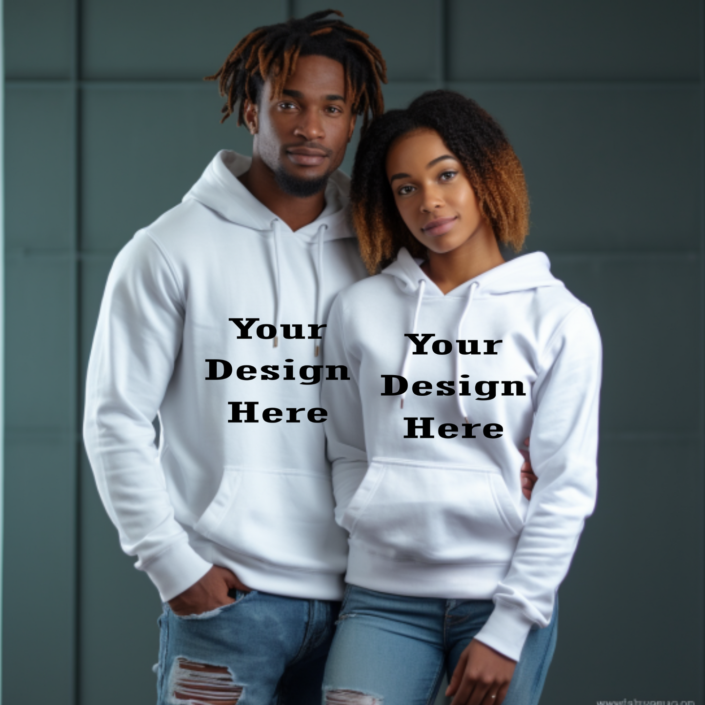 Gildan Hoodie Mockup For Couples African American