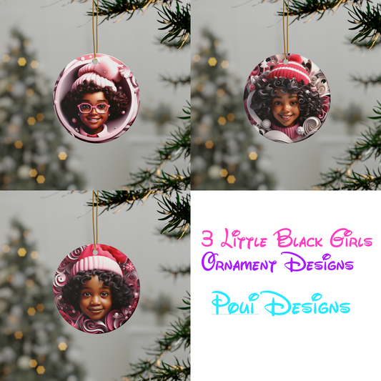 Ornament Sublimation PNG Ai art, Black Girls Christmas