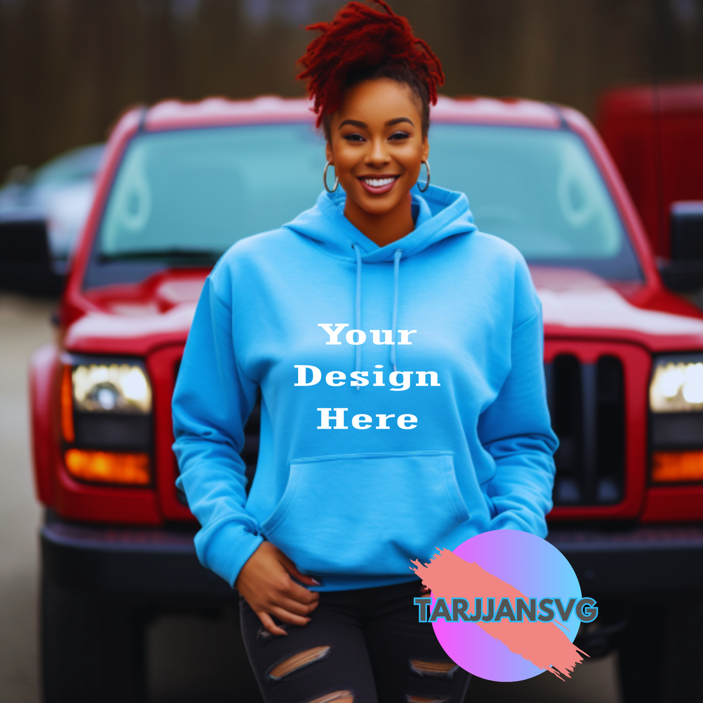 Light Blue Female Sweat shirt and Hoodie Mockup