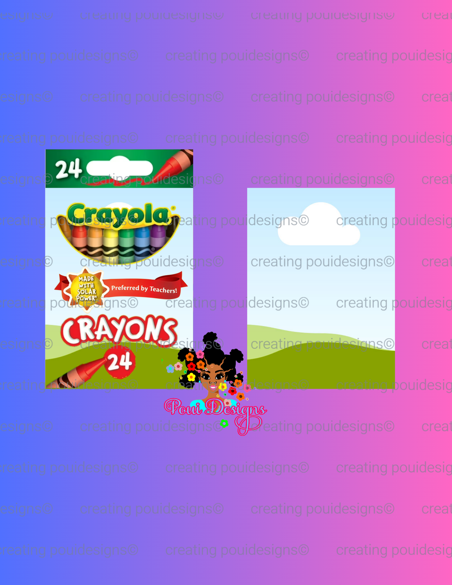 Crayola pencils Box Canva Editable Template and Deisgns