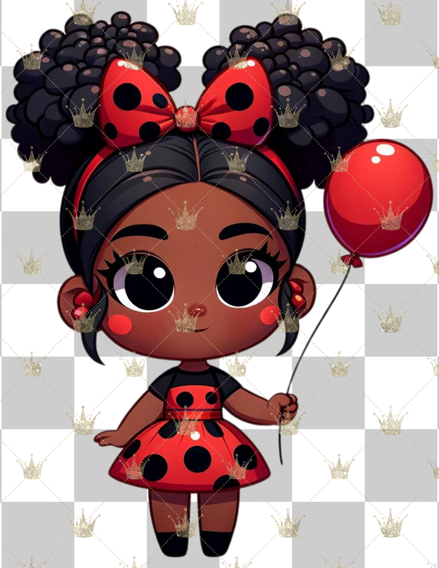 African AMerican Chibi Strawberry Girl Cartoon PNG Ai art