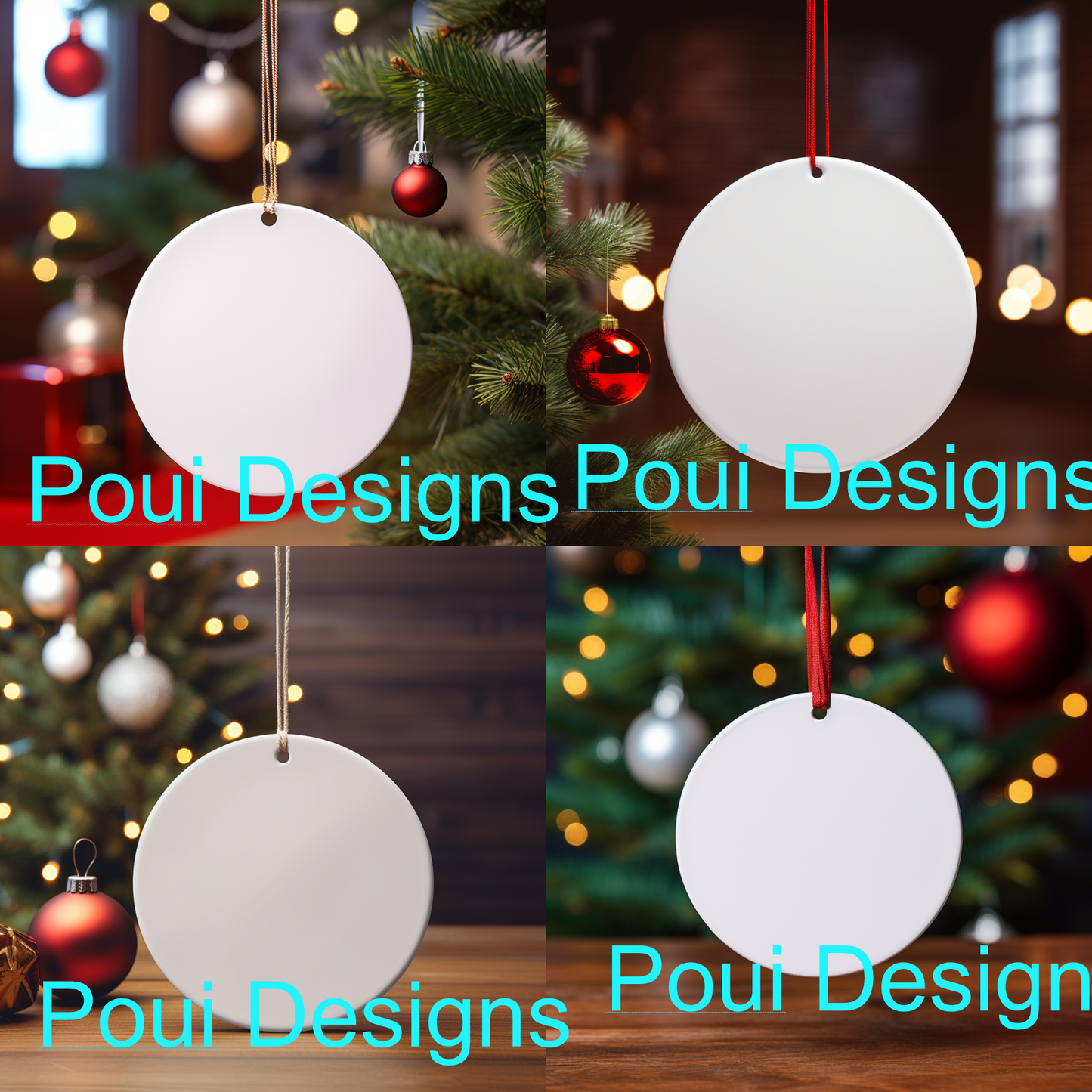 Christmas Ornaments wreaths mockups