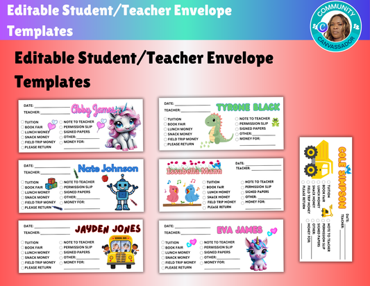 Editable Envelope Templates in Canva For Back To School