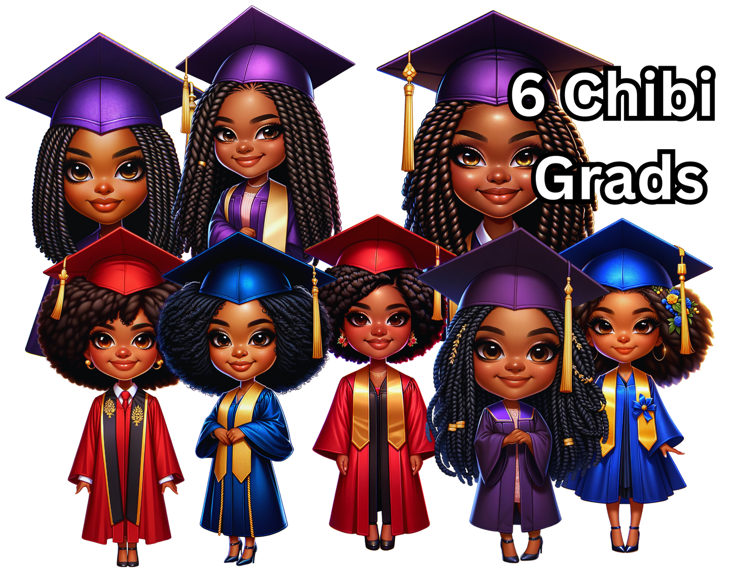 Chibi Graduates, PNG files, Bundle