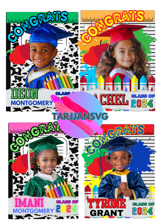 Kids Grad Templates, Kinder Grads Canva Templates,Elementary Shool,Daycare,Editable Templates