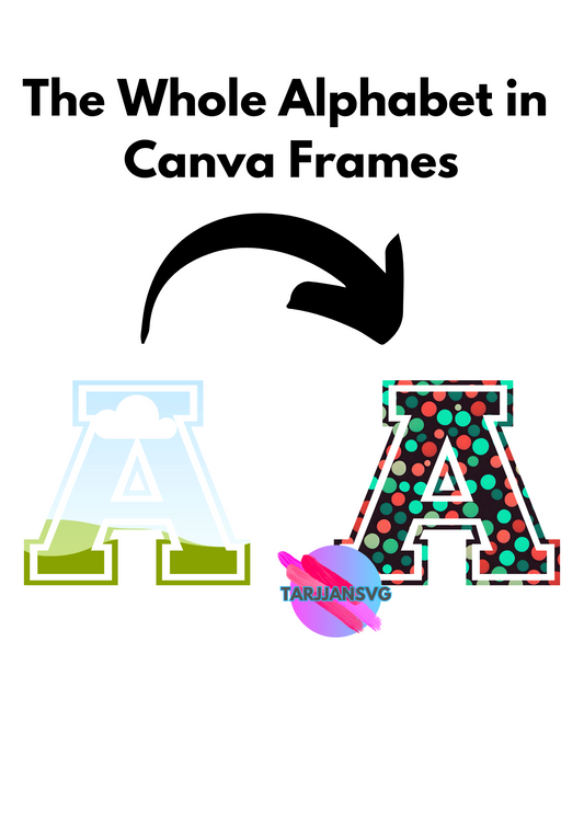 Varsity College Font Alphabet Canva Frame Template Drag and Drop