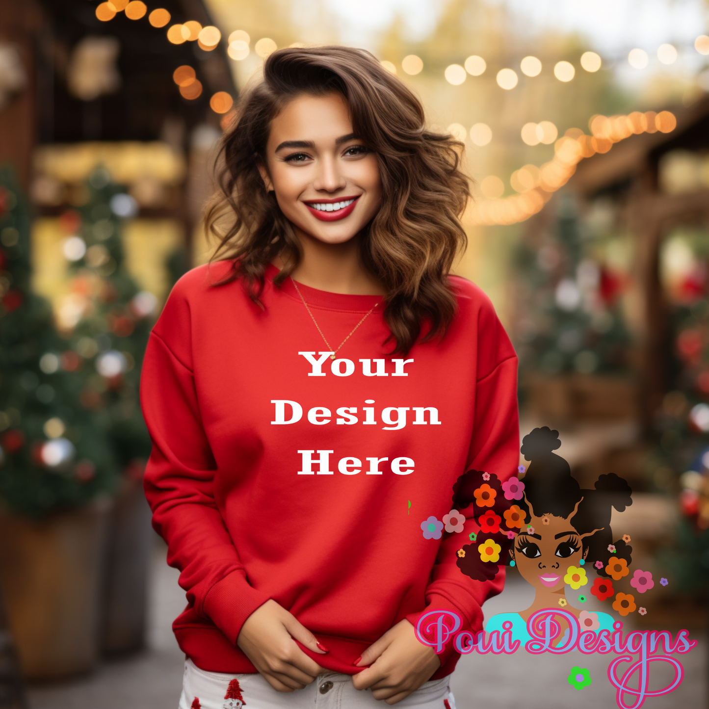 Women's Sweat Shirt,Red T-shirt, Female Shirt Mockup