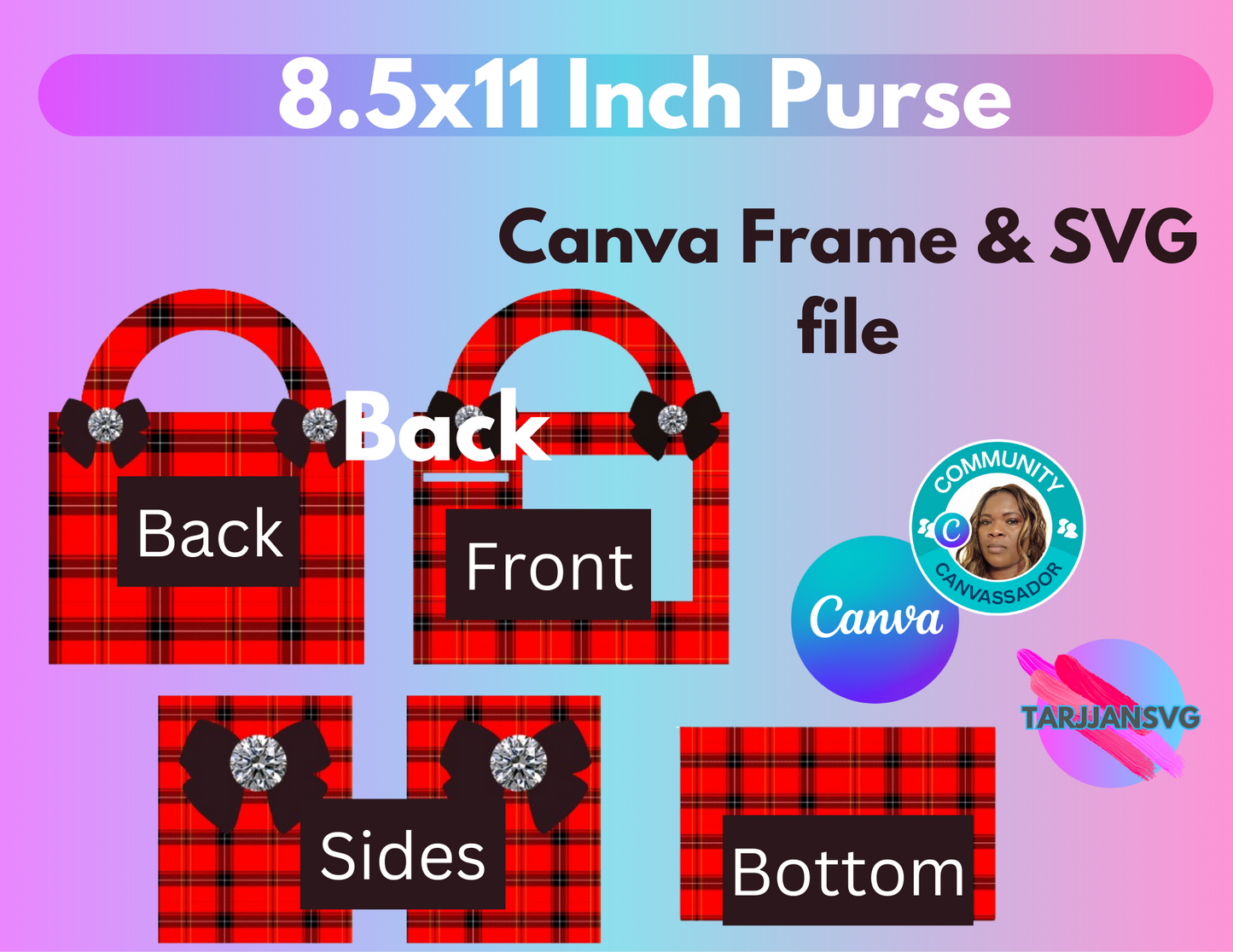Foam Board Purse Template, Canva Frame and SVG files