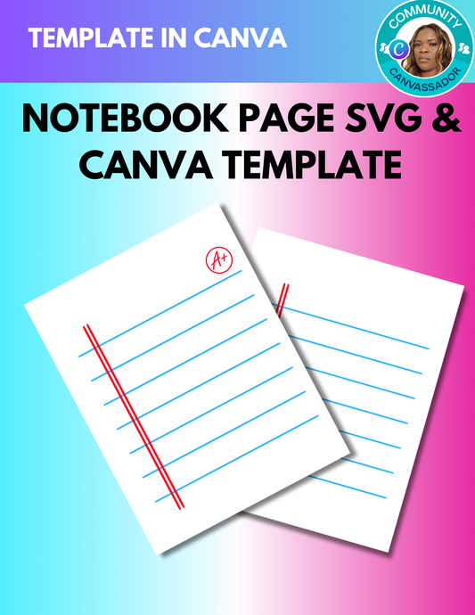 Notebook Page SVG & Canva Template