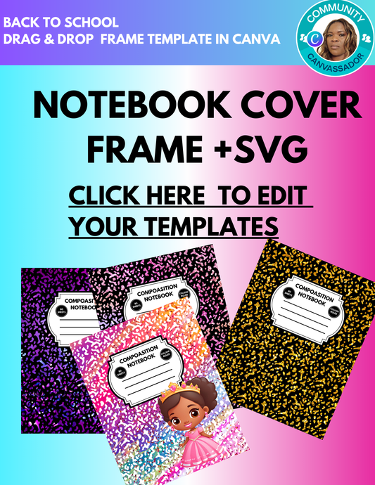 Composition notebook Canva Frame and SVG Templates