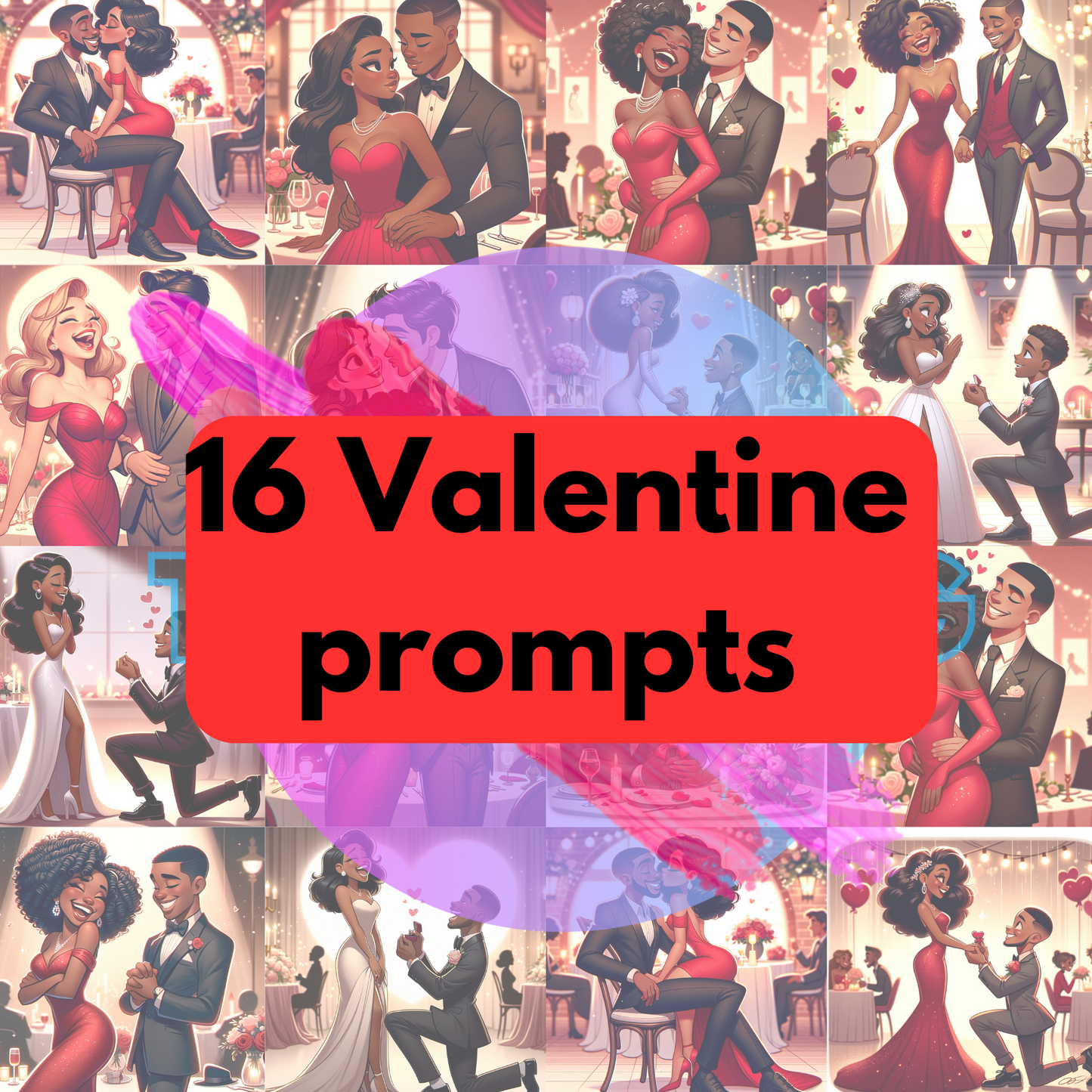 ChatGPT+DallE3 prompts of Valentine Couples
