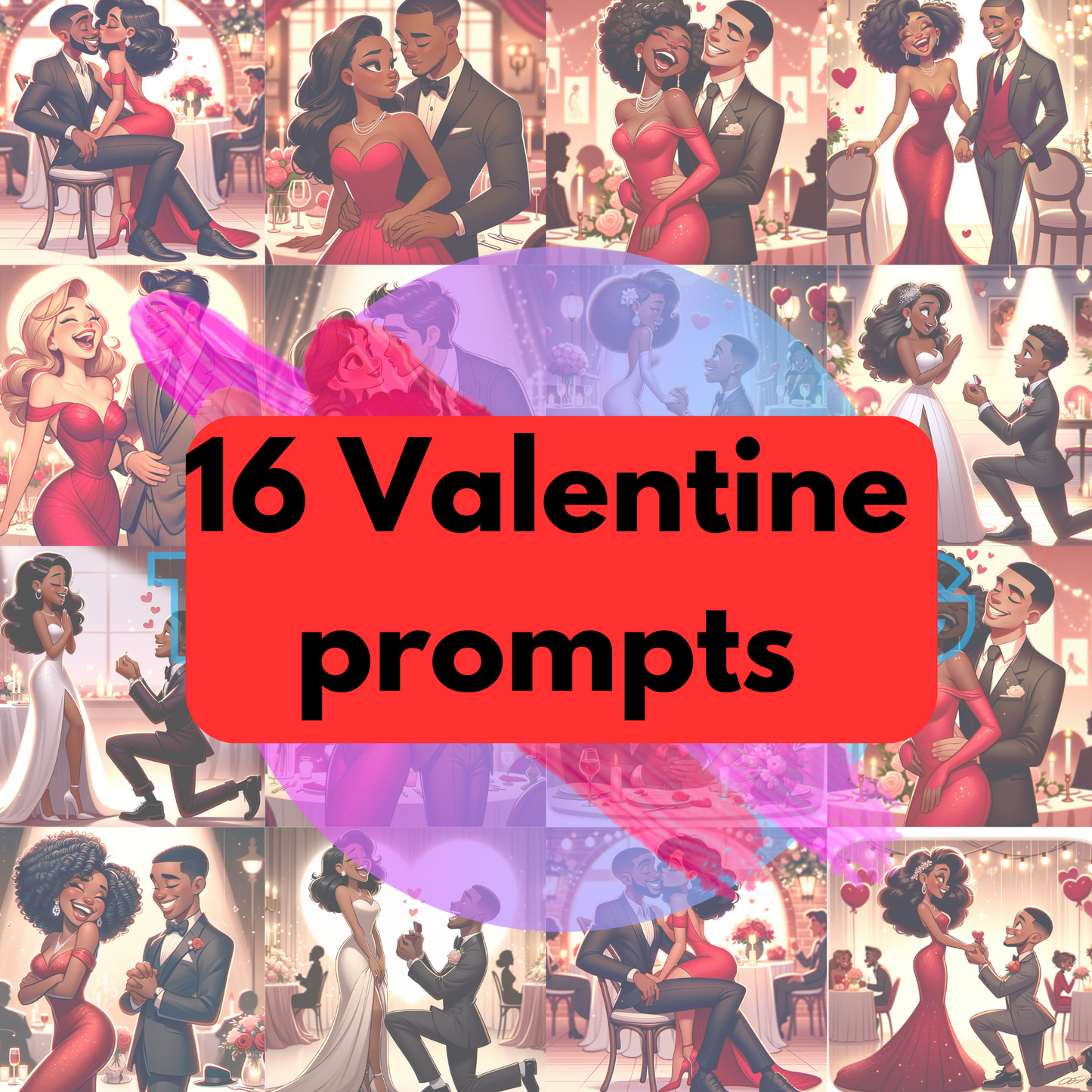 ChatGPT+DallE3 prompts of  Valentine Couples