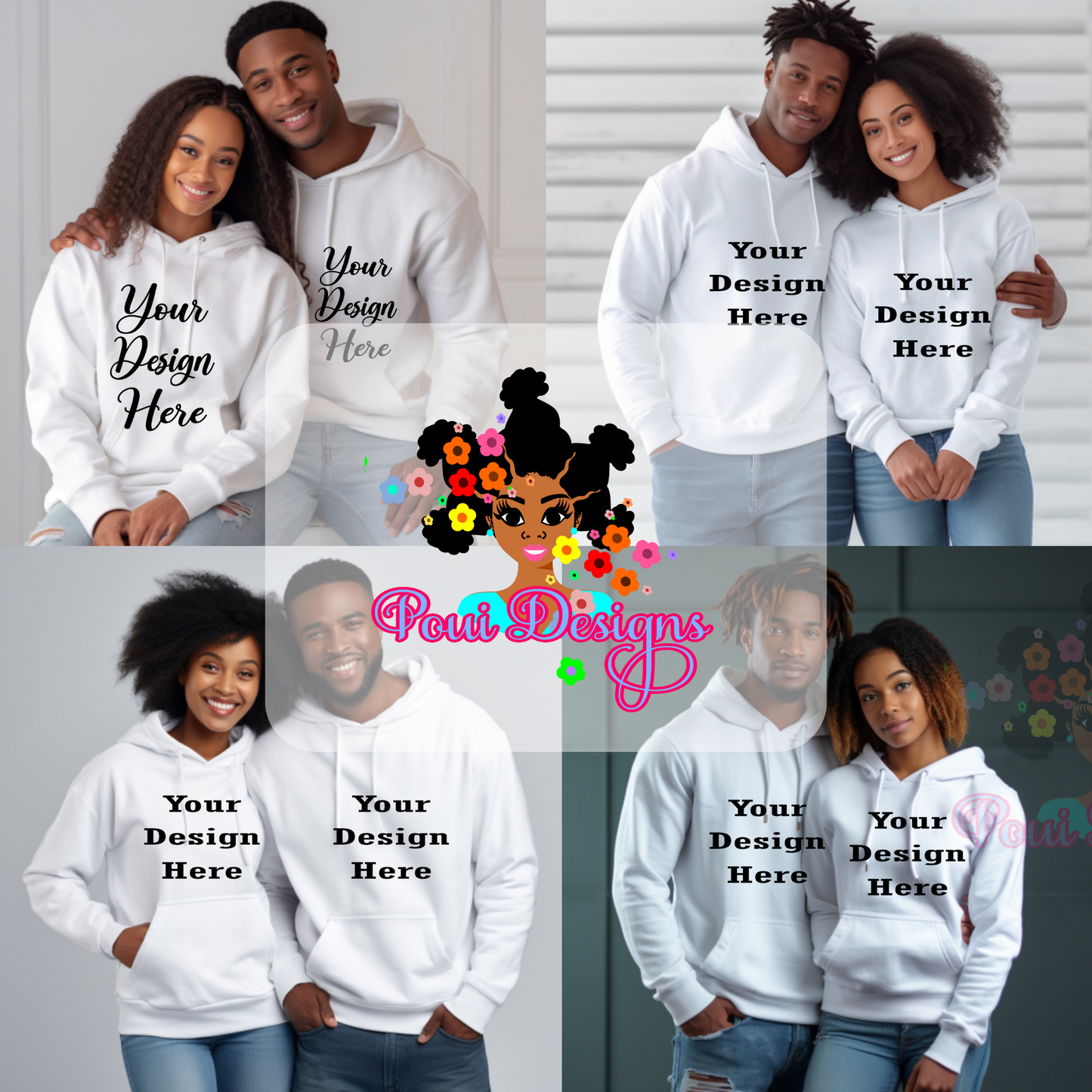 Gildan Hoodie Mockup For Couples African American