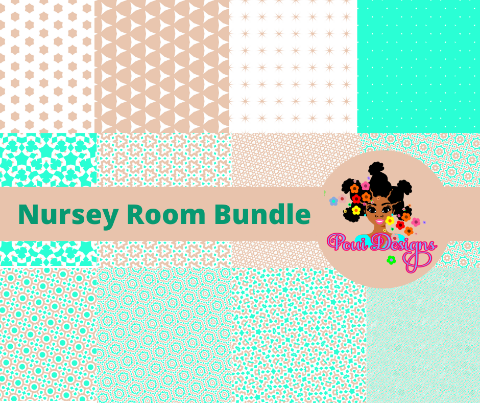 Nursery Soft green and Brown Digi Paper