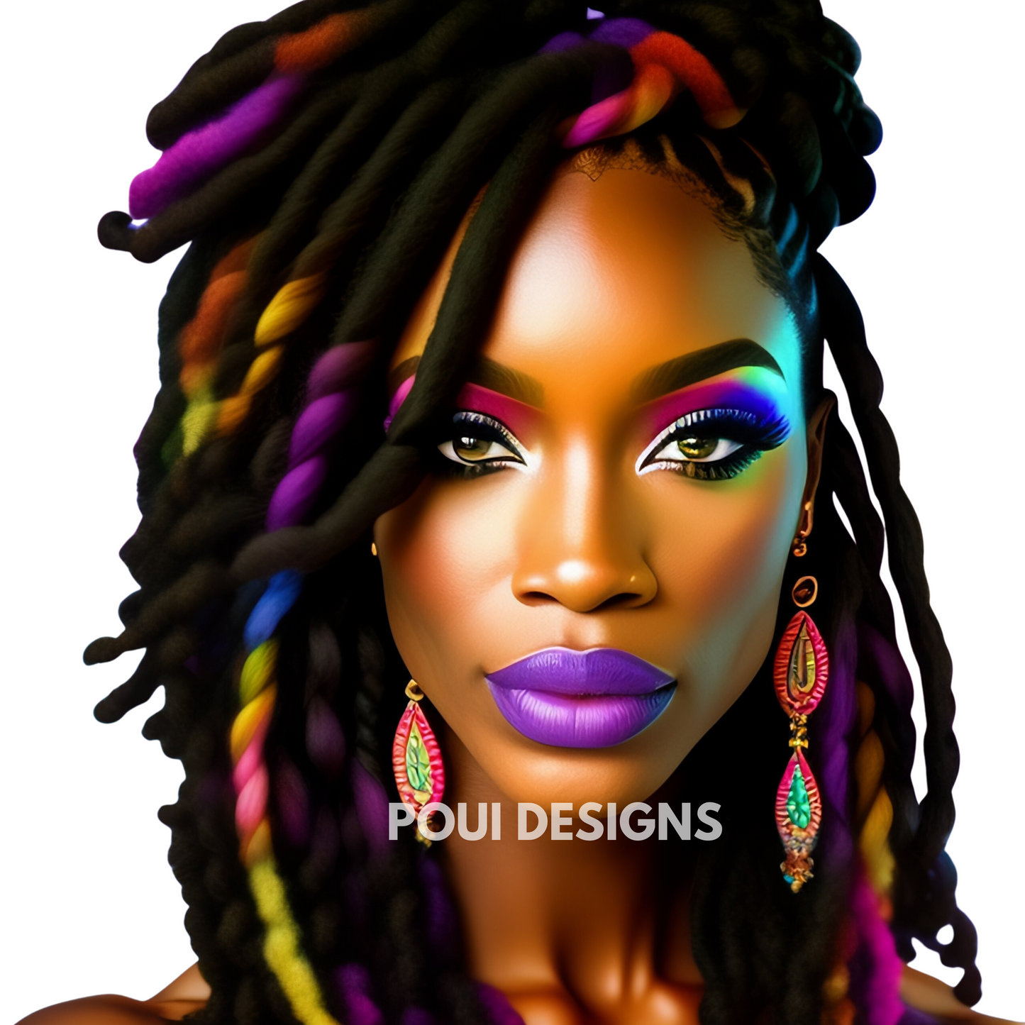Black Women with Dreadlocks ,Afrocan American ,Transparent background