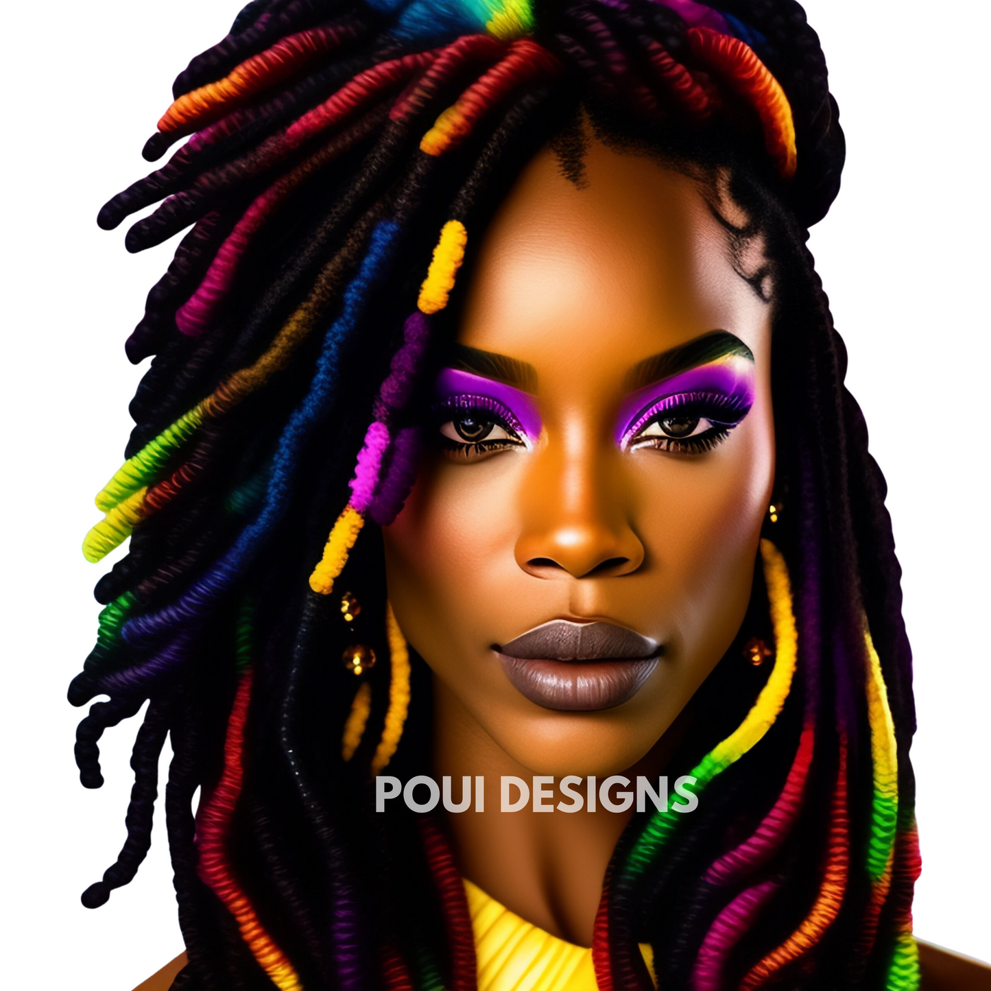 Black Women with Dreadlocks ,Afrocan American ,Transparent background