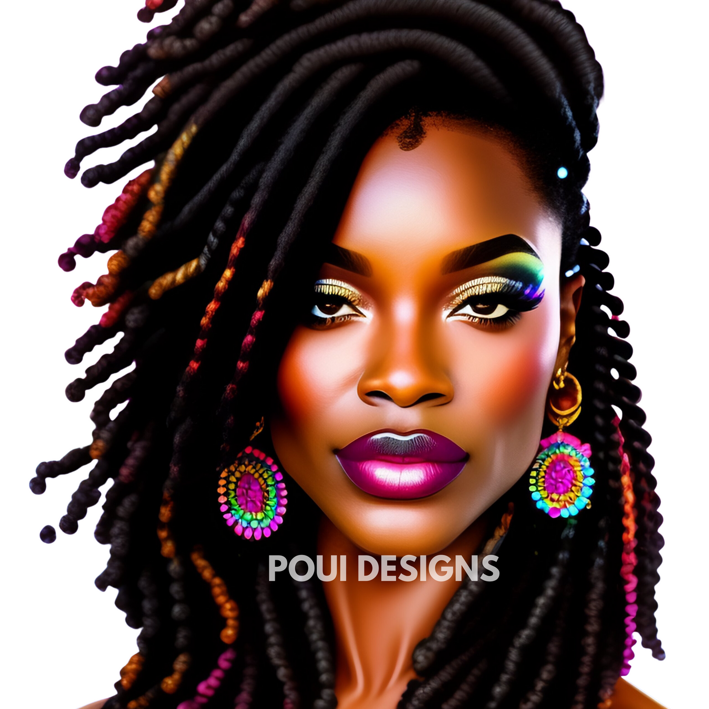 Black Women with Dreadlocks ,Afrocan American ,Transparent background