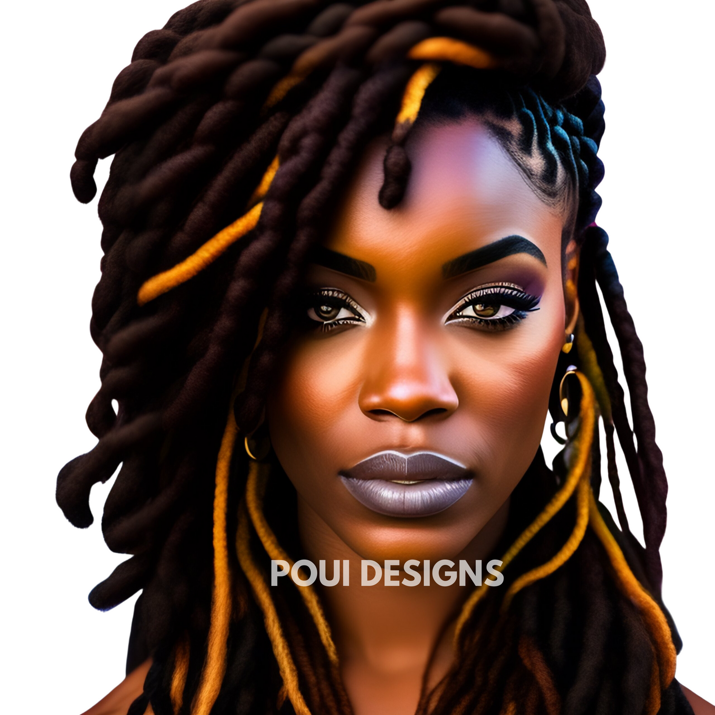 Black Women with Dreadlocks ,Afrocan American ,Transparent background