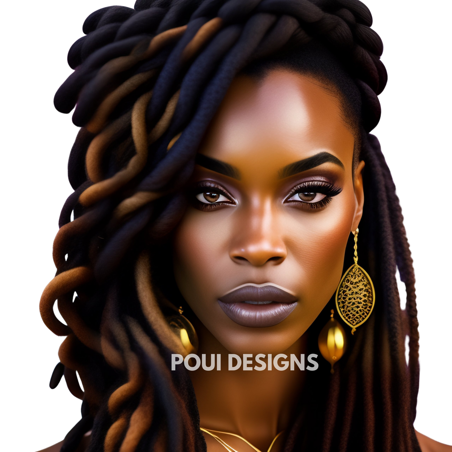 Black Women with Dreadlocks ,Afrocan American ,Transparent background