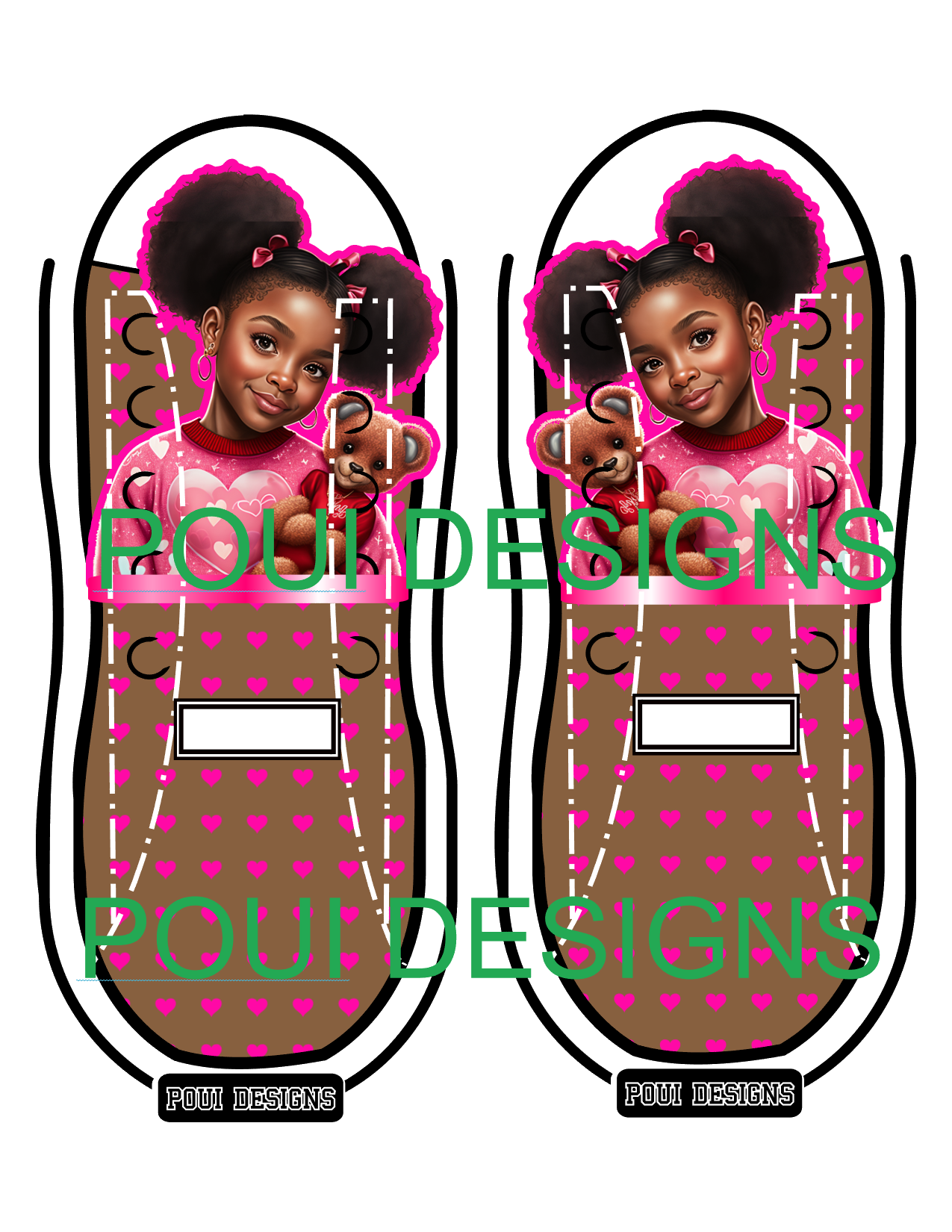 Black Boy and Girl Valentine Hearts Socks Design