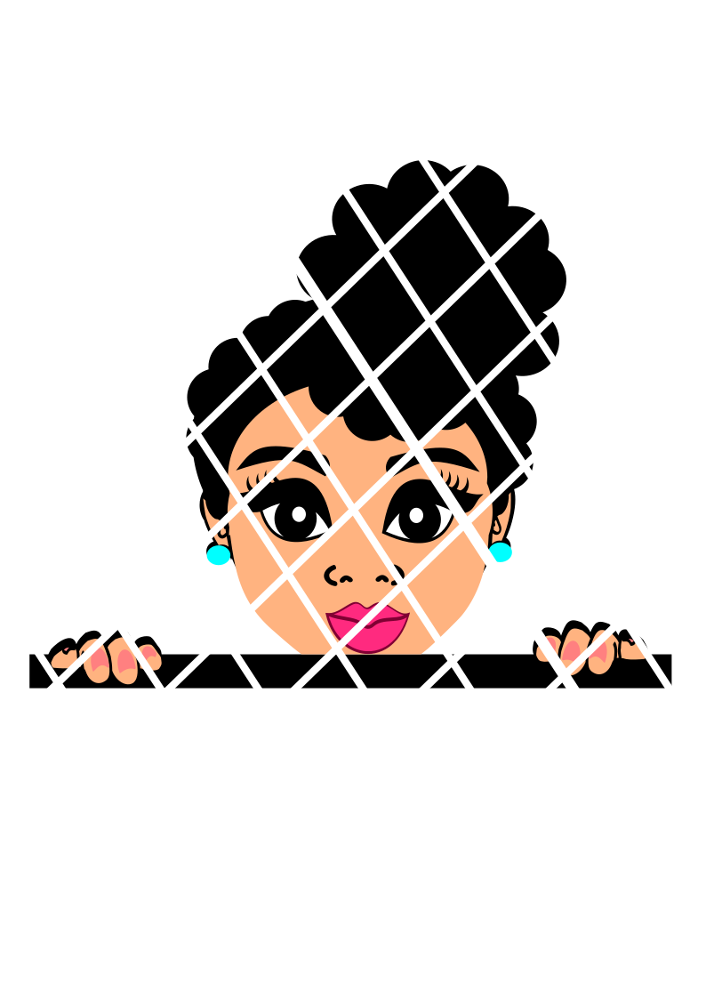 Abby 6, Peeking with Afro Puffs svg, Afro girl svg,Peekaboo