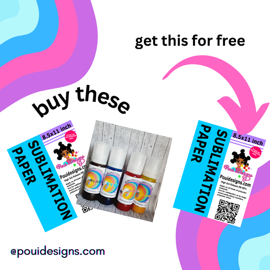 8.5x11 inch  Poui Sublimation Paper & 4 bottles of ink COMBO