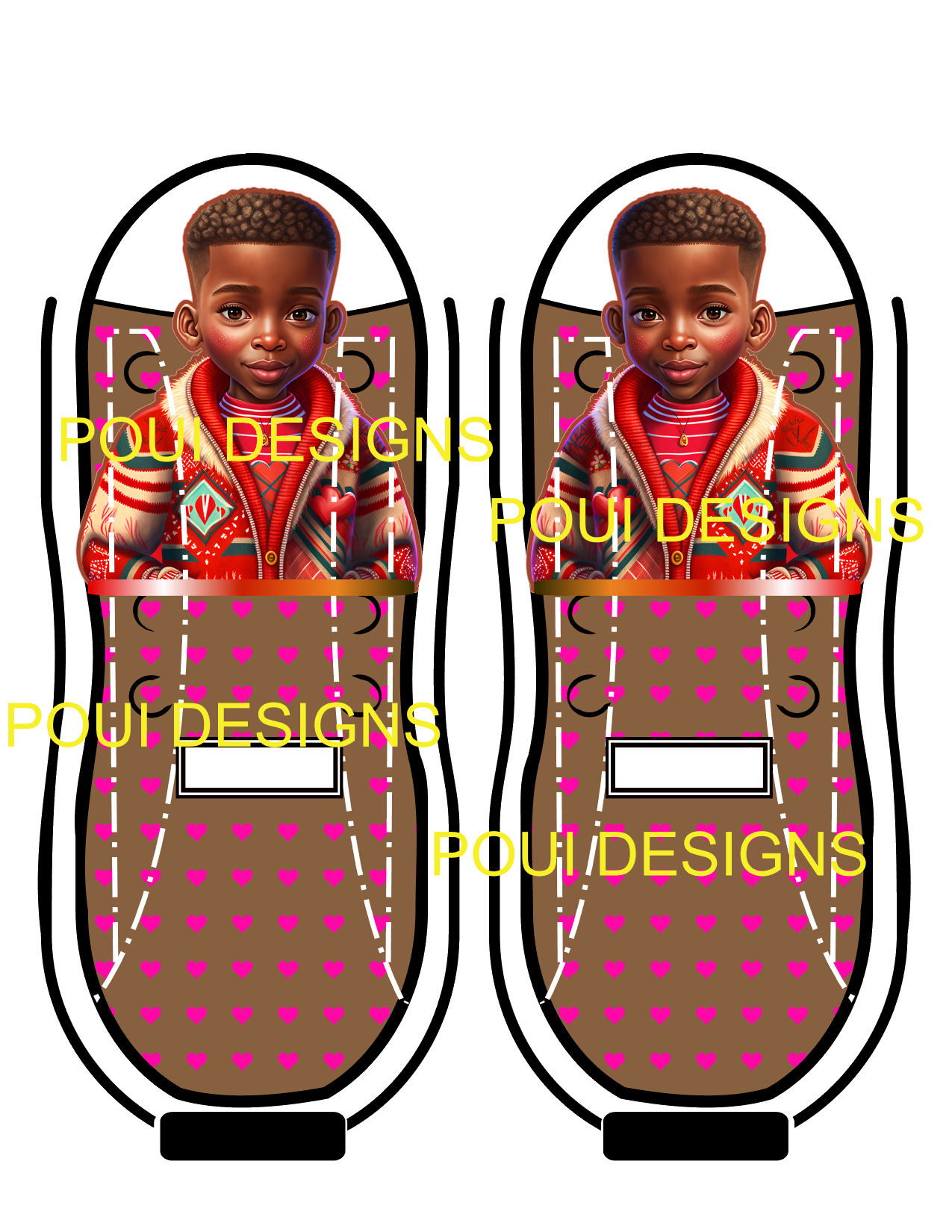 Black Boy and Girl Valentine Hearts Socks Design