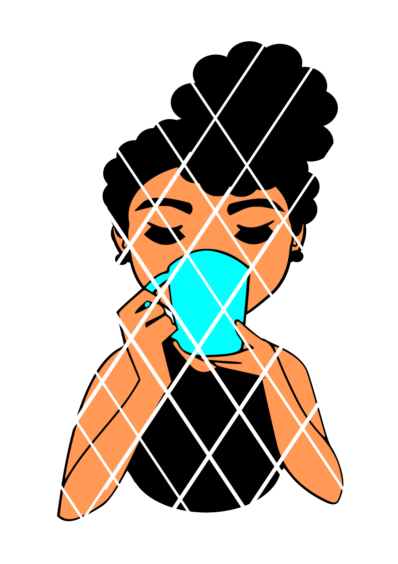 Woman drinking with mug svg,Afro puff svg Carla svg,Sistah svg,