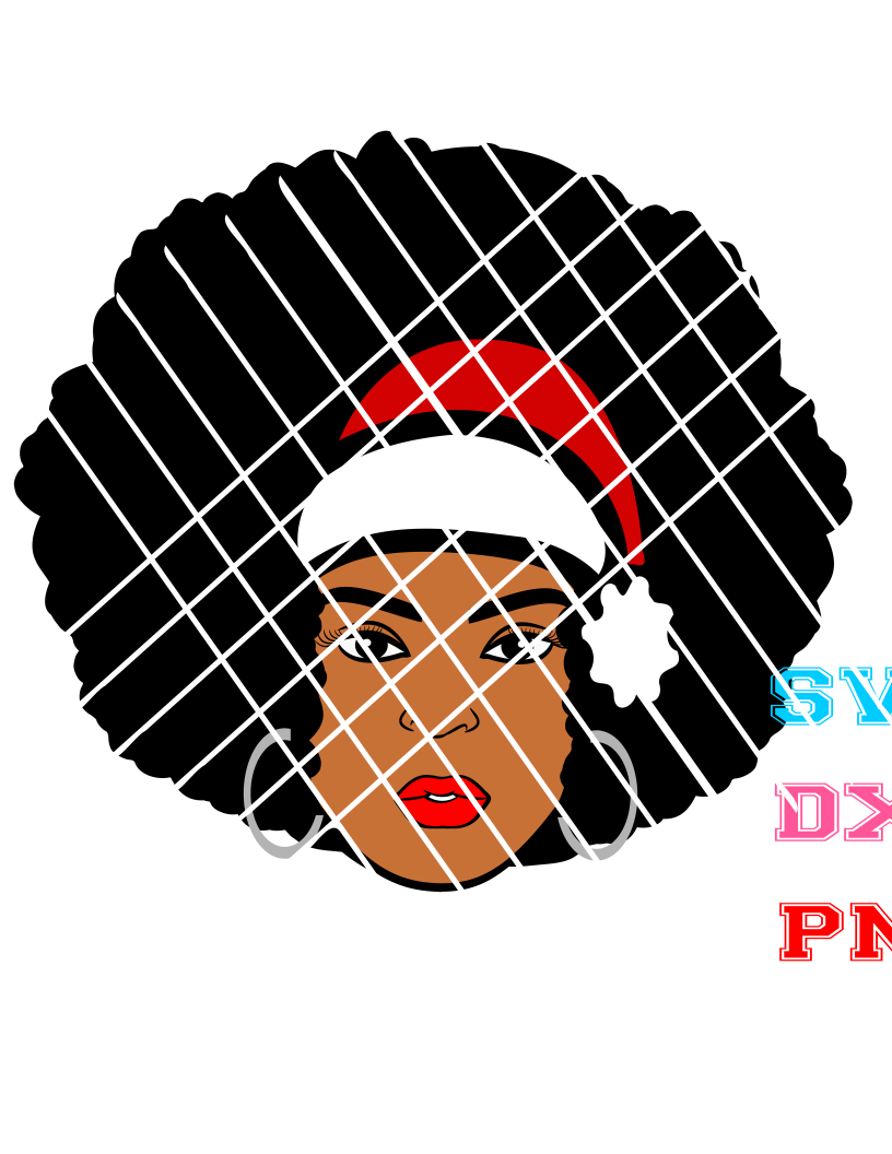 Afro Hair svg,Afro Girl Dory ,Christmas svg,Santa hat svg