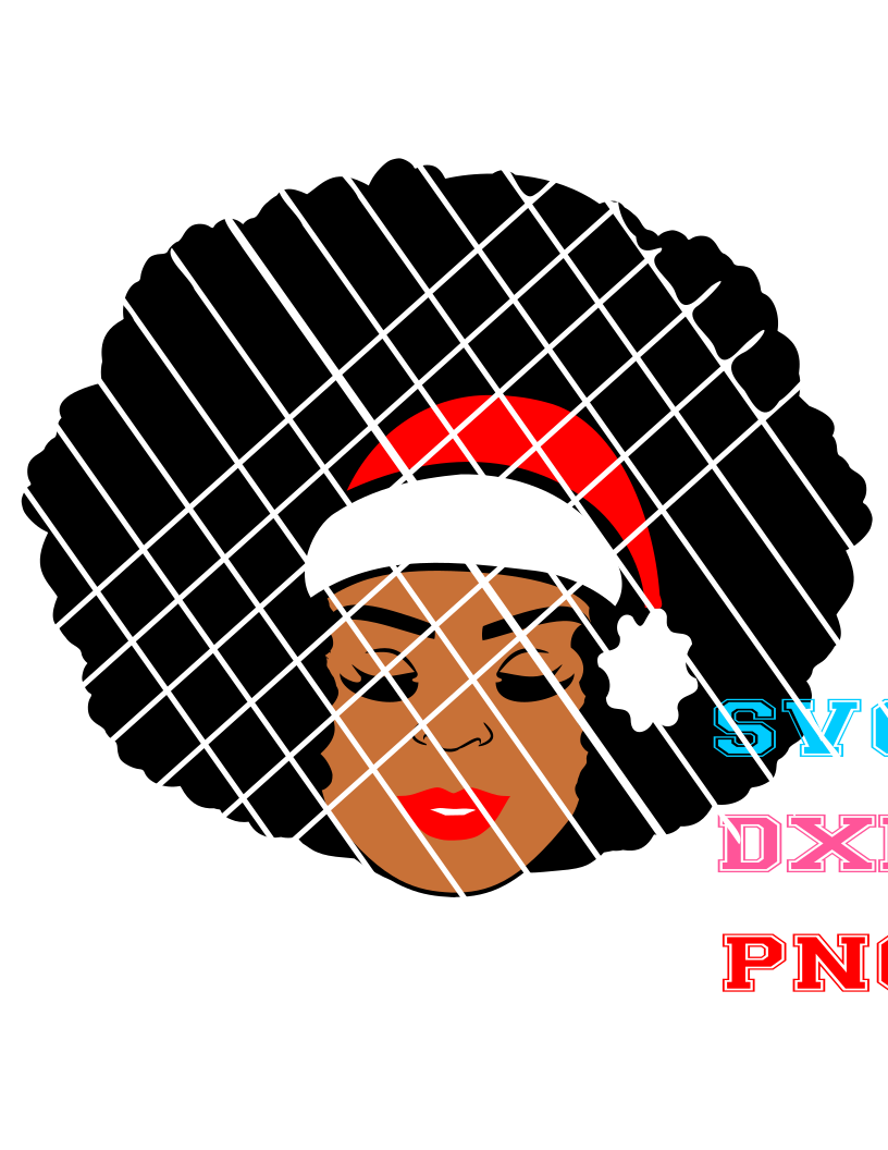 Afro Hair svg,Afro Girl Dory ,Christmas svg,Santa hat svg