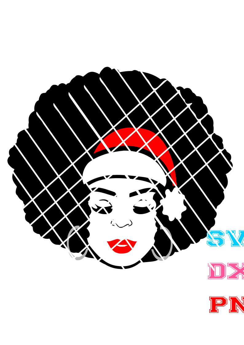 Afro Hair svg,Afro Girl Dory ,Christmas svg,Santa hat svg