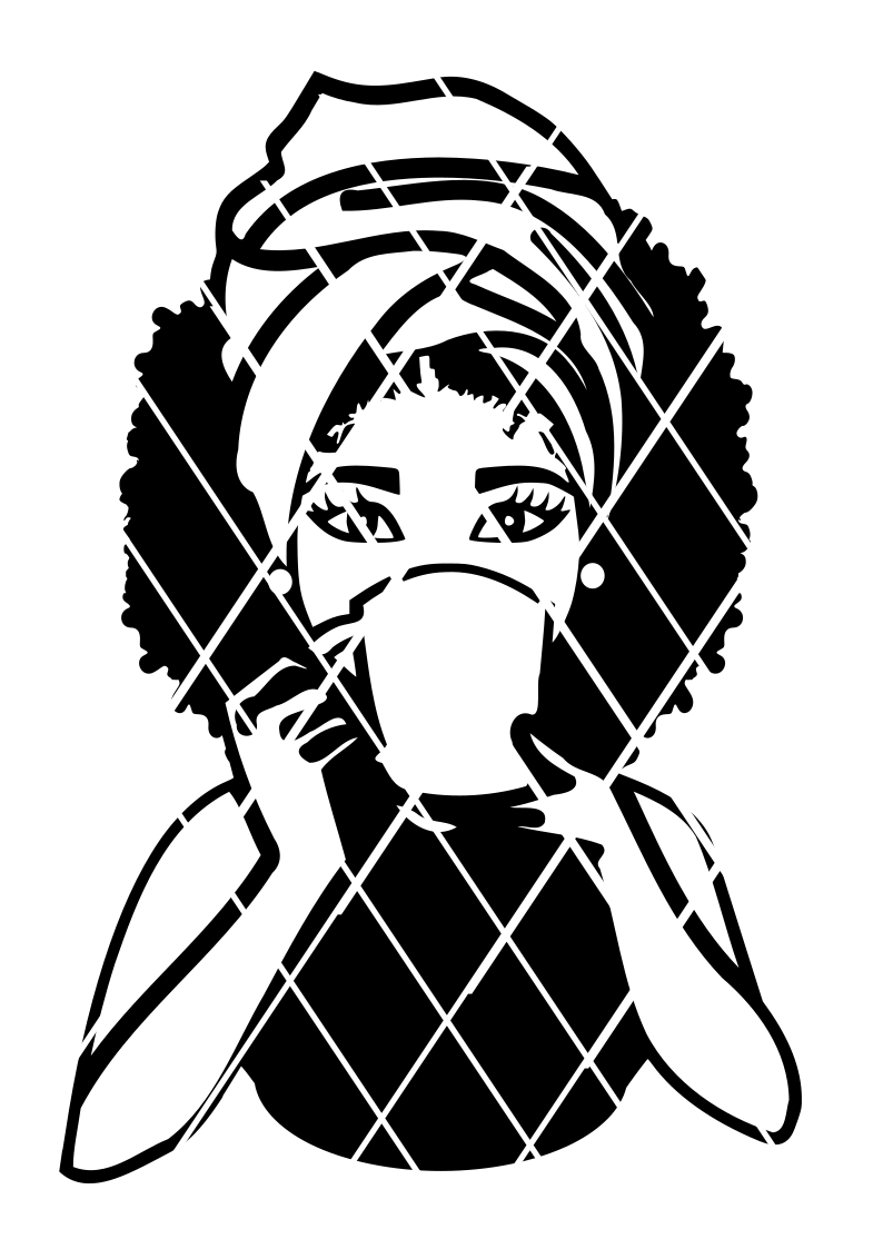 Woman drinking with mug svg,Afro puff svg,Headwrap svg,g,Sistah svg,