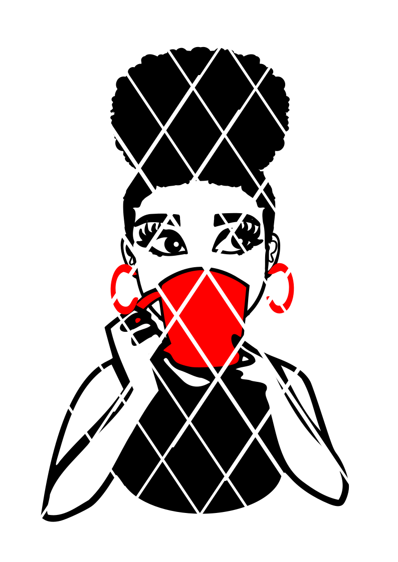 Woman drinking with mug svg,Afro puff svg, Emma side eyes svg