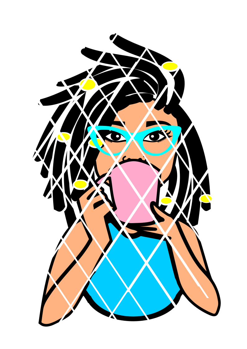 Locs Woman drinking with mug svg,Afro puff svg,Sistah svg,