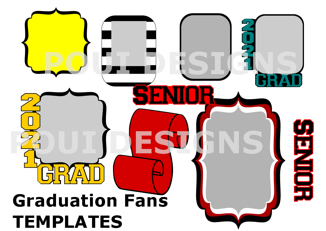 Graduation Fans SVG 7 pieces
