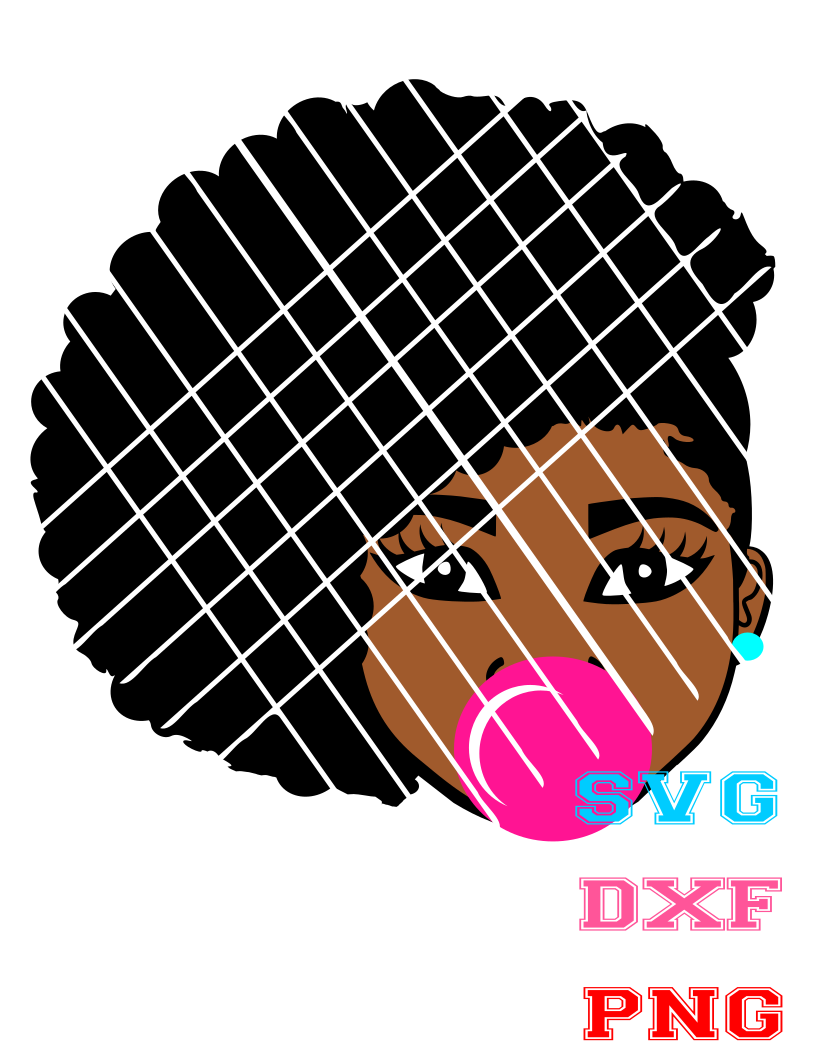 Hilda Blowing Bubble Svg, Pony puff svg,Afro girl puffs