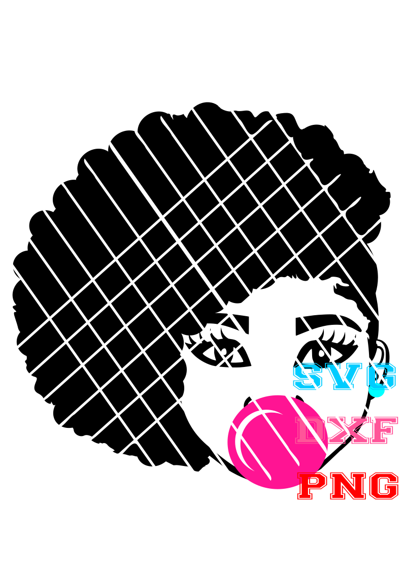 Hilda Blowing Bubble Svg, Pony puff svg,Afro girl puffs