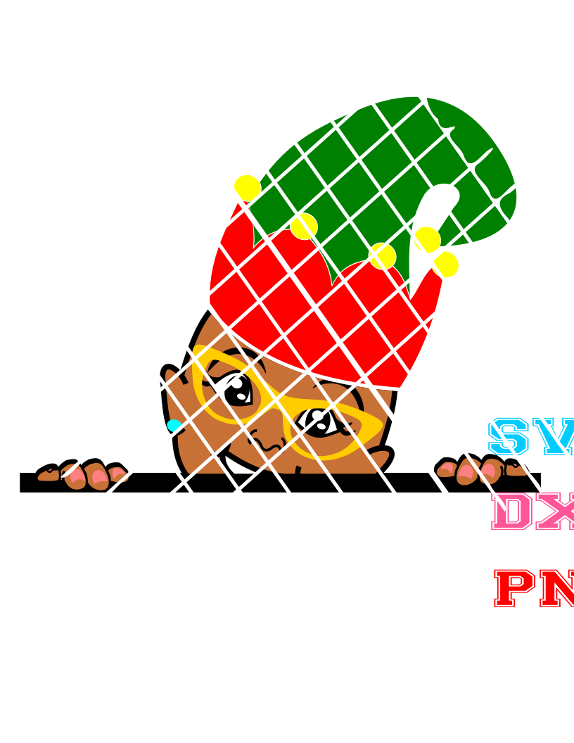 Elf Afro Peeking Girl svg, Jojo svg, Christmas svg