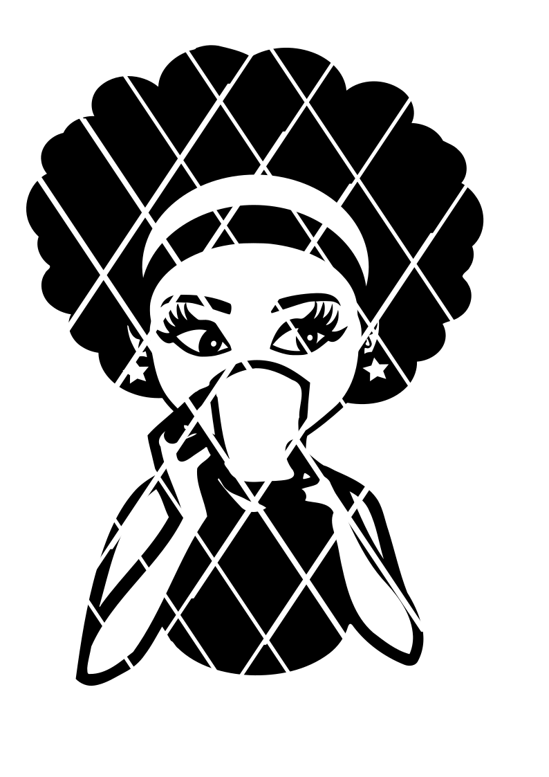 Woman drinking with mug svg,Afro puff svg,Latoya svg,Sistah svg,