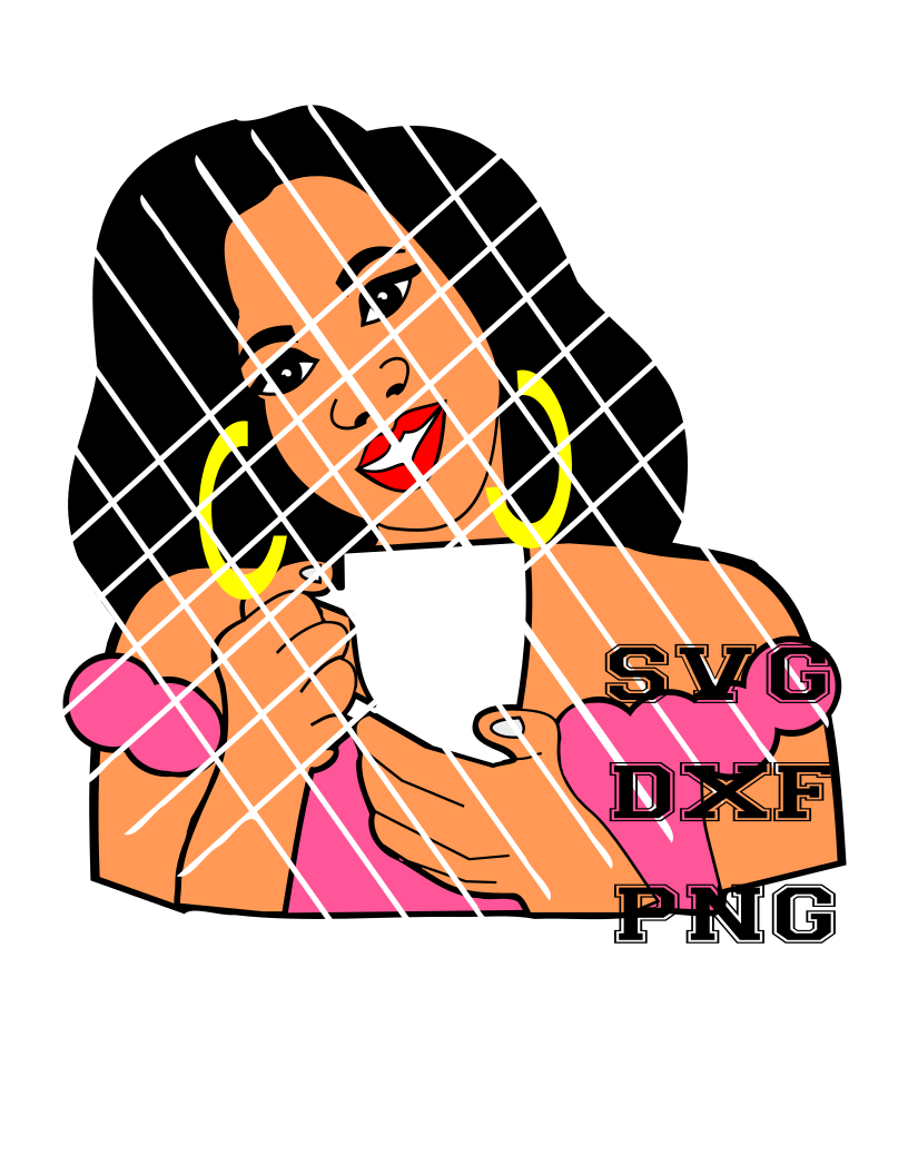 WOman with coffee mug SVG,PNG,DXF files