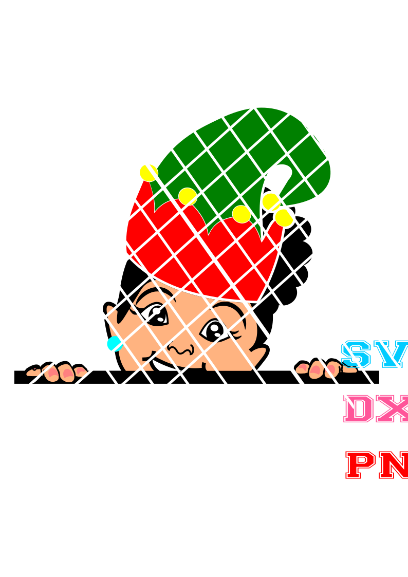 Elf Afro Peeking Girl svg, Metella Christmas svg